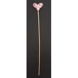 PIC COEUR ROSE SUR TUTEUR 50CM