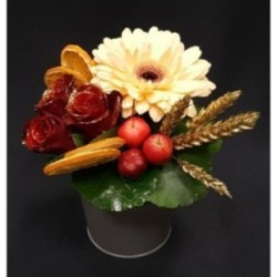 COMPOSITION DE FIN D'ANNEE EN HAUTEUR 18 CM 23 TIGES AVEC SUPPORT ZINC 13 CM