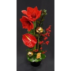 COMPOSITION DE FIN D'ANNEE EN HAUTEUR 50 CM 17 TIGES AVEC SUPPORT CERAMIQUE