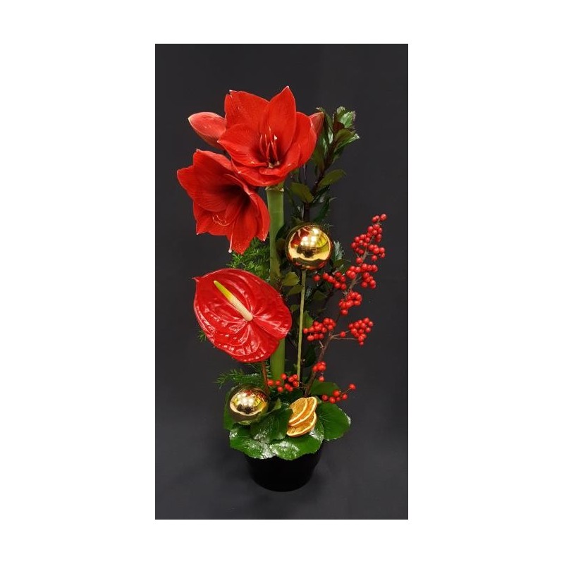 COMPOSITION DE FIN D'ANNEE EN HAUTEUR 50 CM 17 TIGES AVEC SUPPORT CERAMIQUE