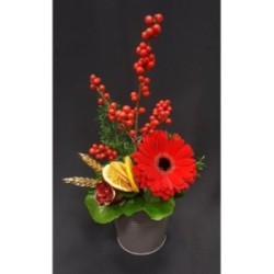 COMPOSITION DE FIN D'ANNEE EN HAUTEUR 35 CM 17 TIGES AVEC SUPPORT ZINC 13 CM