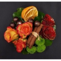 COMPOSITION DE FIN D'ANNEE CENTRE DE TABLE DIAM 15 CM 20 TIGES AVEC SUPPORT