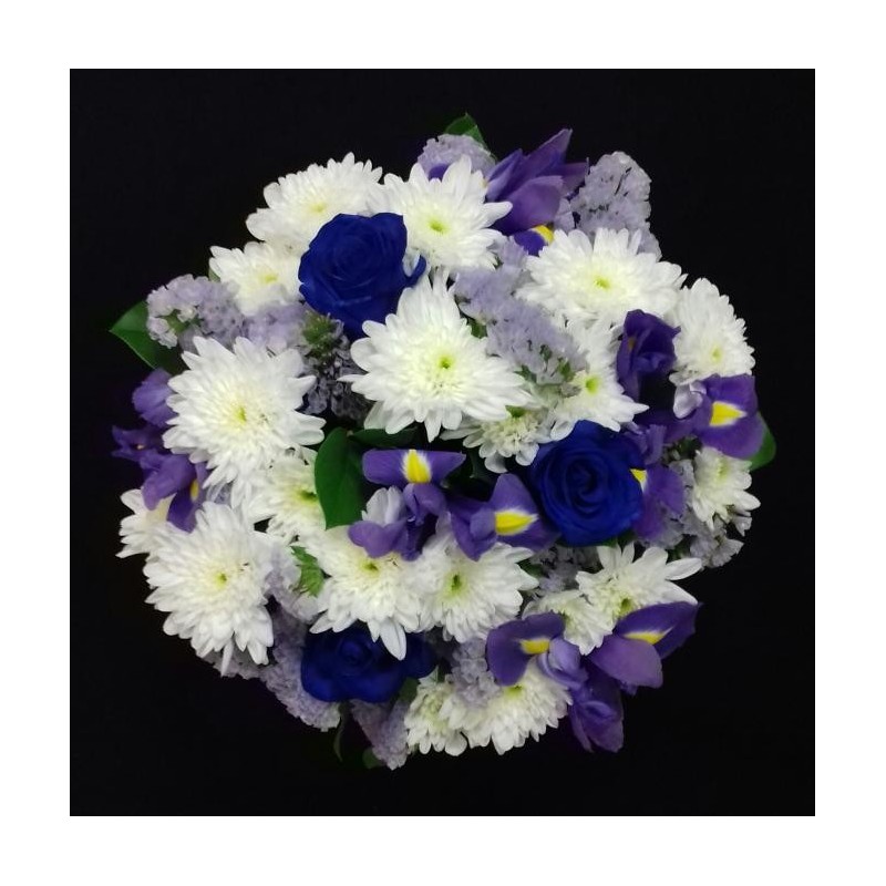 CARLA FETE DES PERES 23 TIGES COMPOSE DE 5 EURO BLANC+3 ROSES BLEU SANS GYPSO+5 IRIS+5 STATICE+5 SALLAL CARLA FETE DES PERES 23 TIGES COMPOSE DE 5 EURO BLANC+3 ROSES BLEU SANS GYPSO+5 IRIS+5 STATICE+5 SALLAL