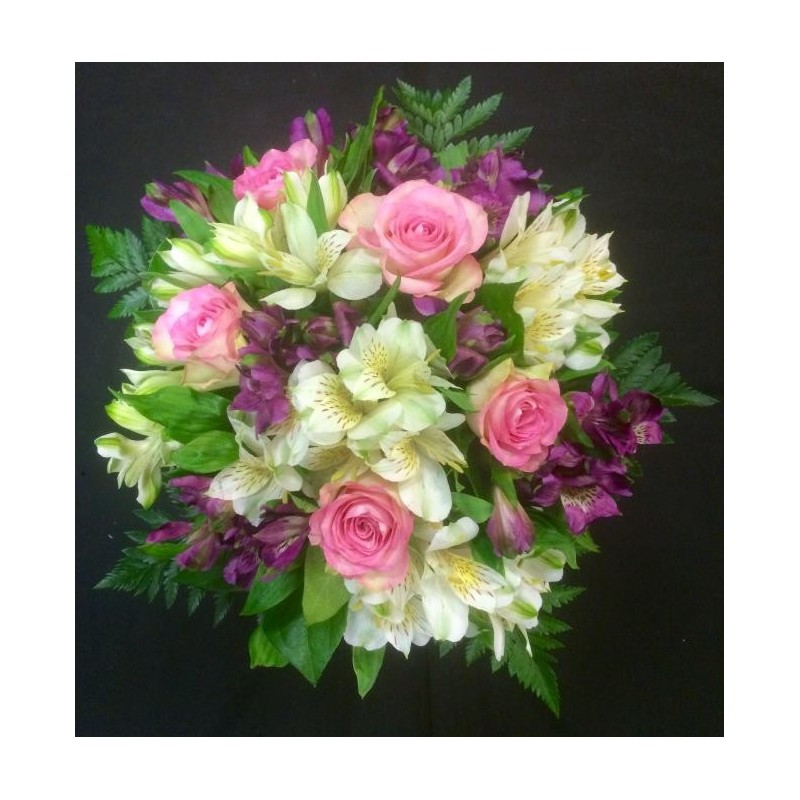BOUQUET PROMOTION 25 TIGES COMPOSE DE ALSTROMERIA PAR 10 PLUS ROSE ROSE GB PAR 5 PLUS COSTA PAR 5 PLUS SALLAL PAR 5
