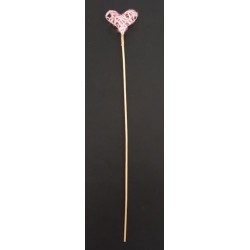 PIC COEUR ROSE SUR TUTEUR 50CM