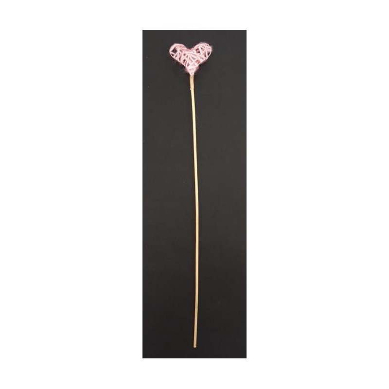 PIC COEUR ROSE SUR TUTEUR 50CM