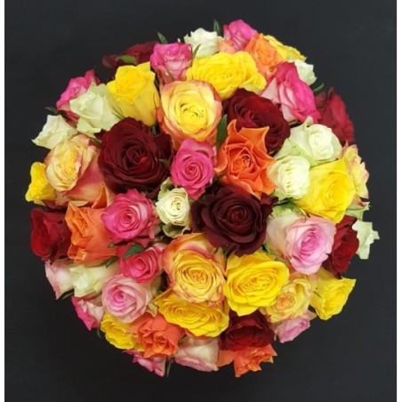 APOLLINE BOUQUET DE 50 ROSES ASSORTIES GB 50 CM