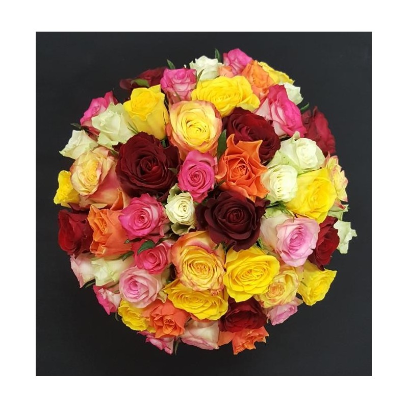 APOLLINE BOUQUET DE 50 ROSES ASSORTIES GB 50 CM